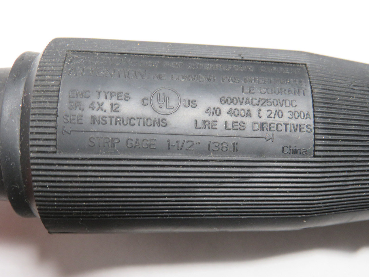 Hubbell HBL300FBK Single-Pole Connector Plug 400A 600V AC 250V DC USED