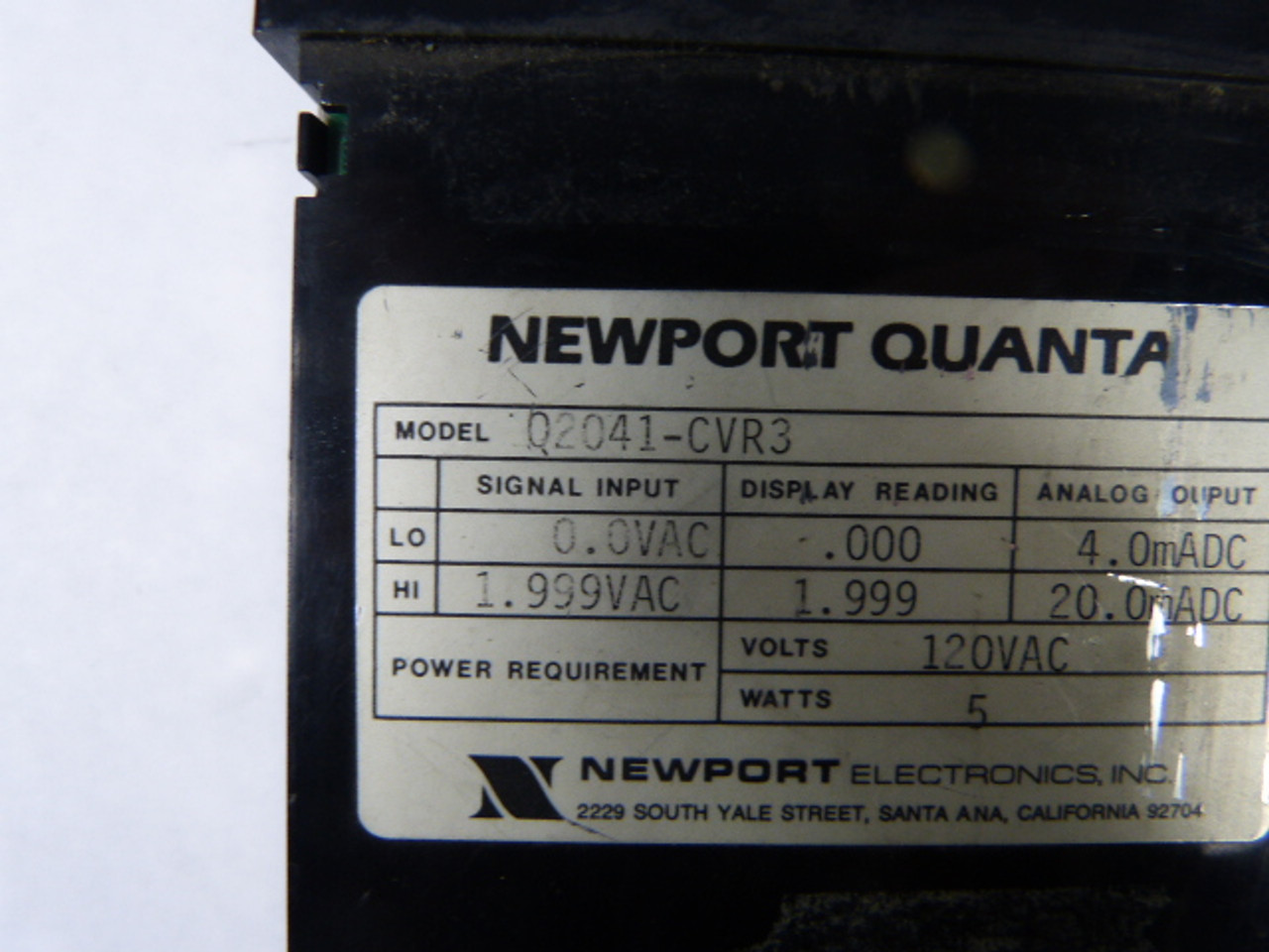 Newport Quanta Q2041CVR3 Digital Panel Meter USED