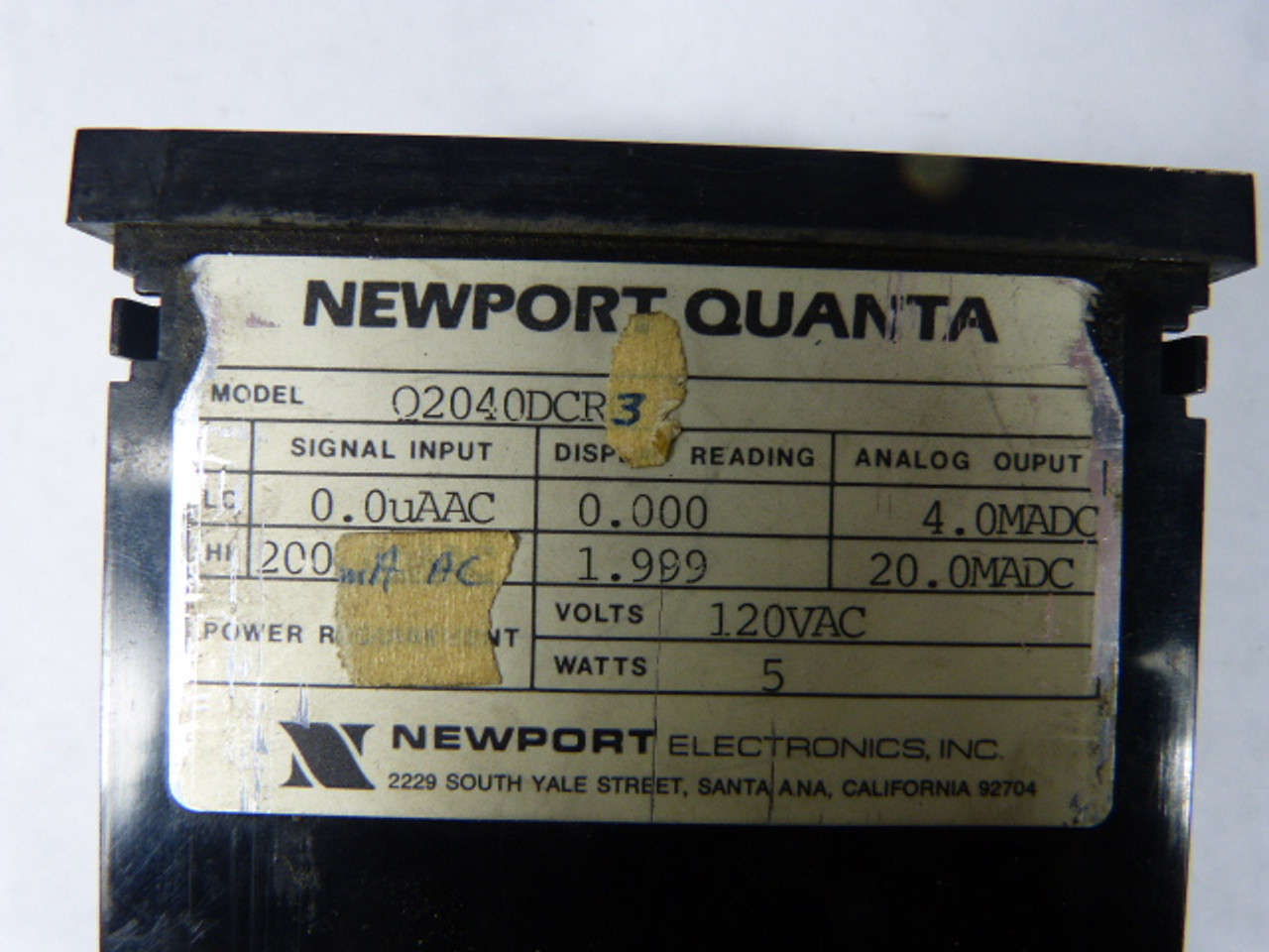 Newport Quanta Q2040DCR3 Digital Panel Meter 4 Digit USED