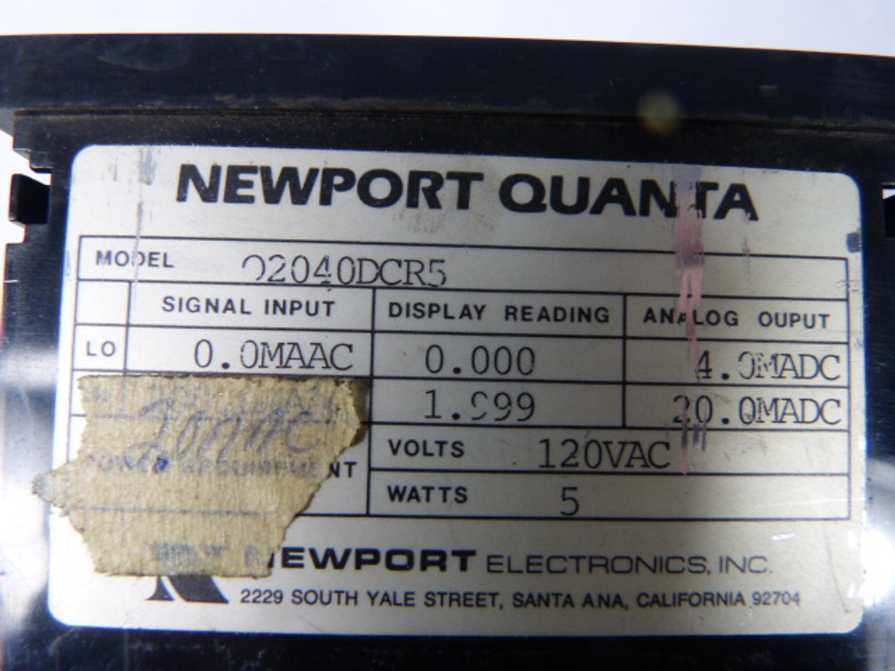 Newport Quanta Q2040DCR5 Digital Panel Meter 4 Digit USED