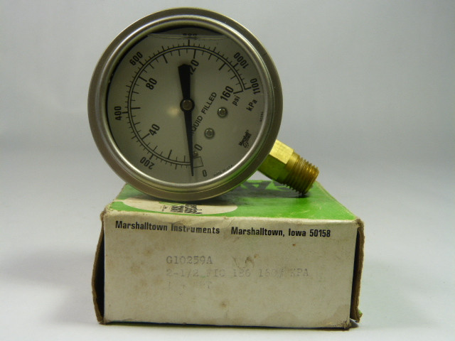 Marshalltown G10259A Liquid Filled Gauge 0-160 PSI ! NEW !