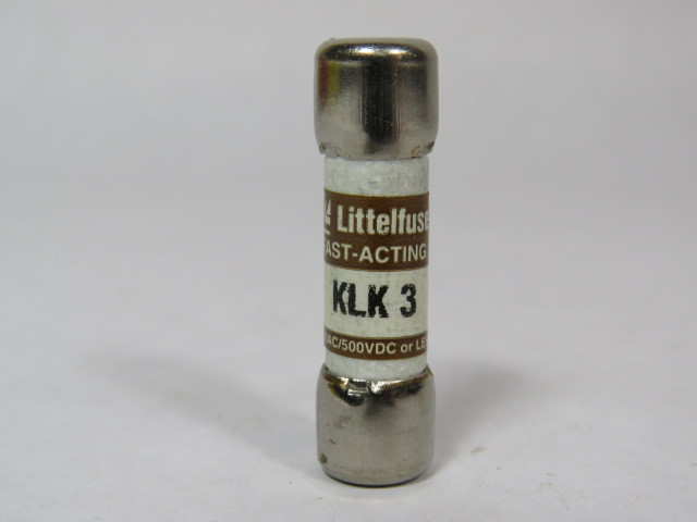 Littelfuse KLKR-3 Fast Acting Fuse 3A 600V USED