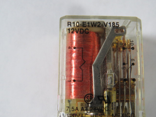 Potter & Brumfield R10-E1W2-V185 Relay 12VDC Coil 7.5A 8-Blade USED