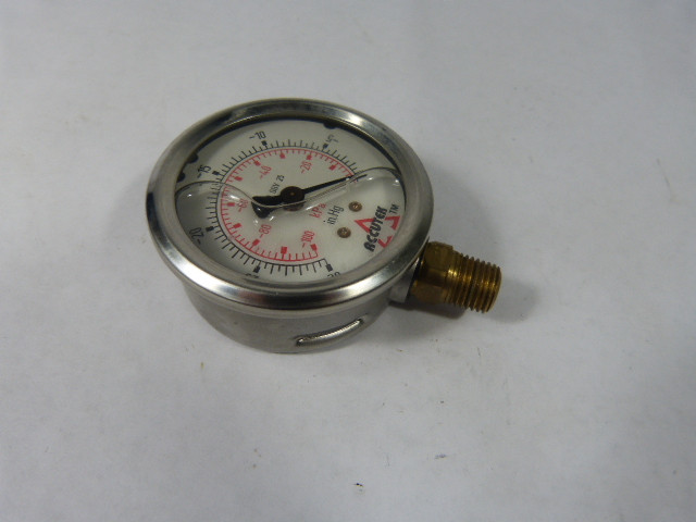 Accutek 0-30 Liquid Filled Gauge 0 to -30 in.Hg USED