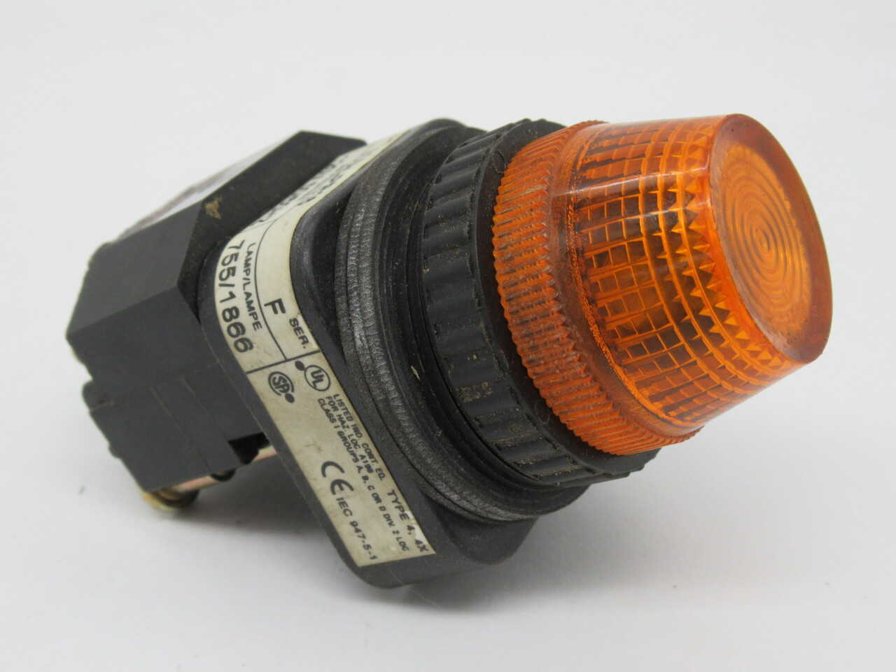 Allen-Bradley 800H-PR16A Series F Pilot Light 120V 50/60Hz Amber Lens USED
