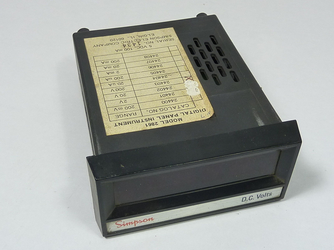 Simpson 2861 Digital Panel Instrument 5VDC 100mA USED