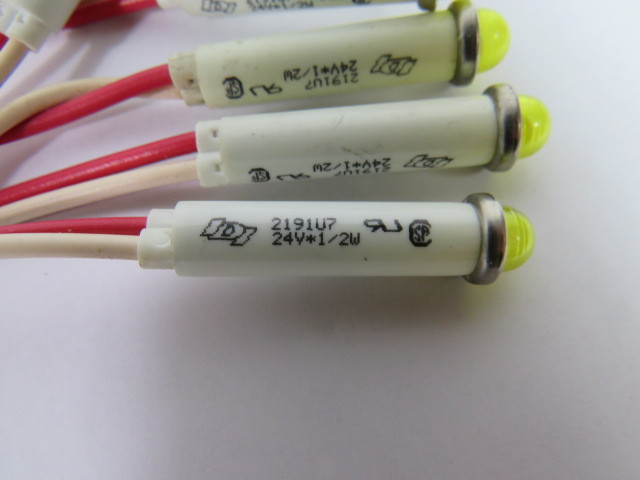Chicago Miniature 2191U7-24V Panel Mount Indicator 24V 1/2W YELLOW Lot Of 5 USED