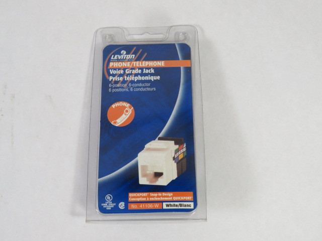 Leviton 41106-W Voice Grade Jack 6Position 6Conductor White ! NEW !
