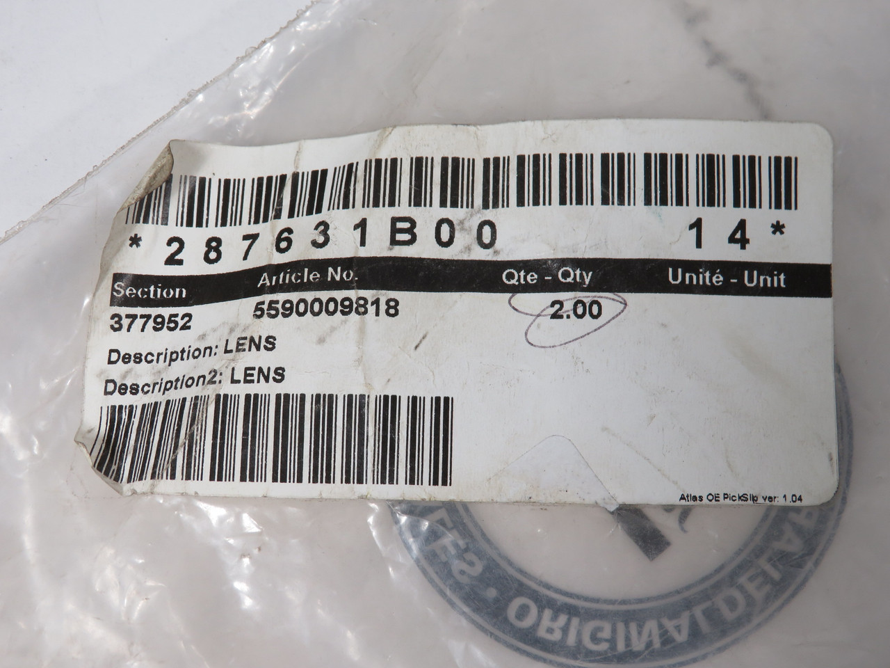 Atlas Copco 5590009818 Head Light Lens 2-Pack NWB