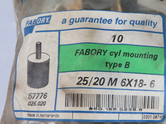 Fabory 57776-B25/20 Cylindrical Mounting Type B M6 Pack Of 10 ! NWB !