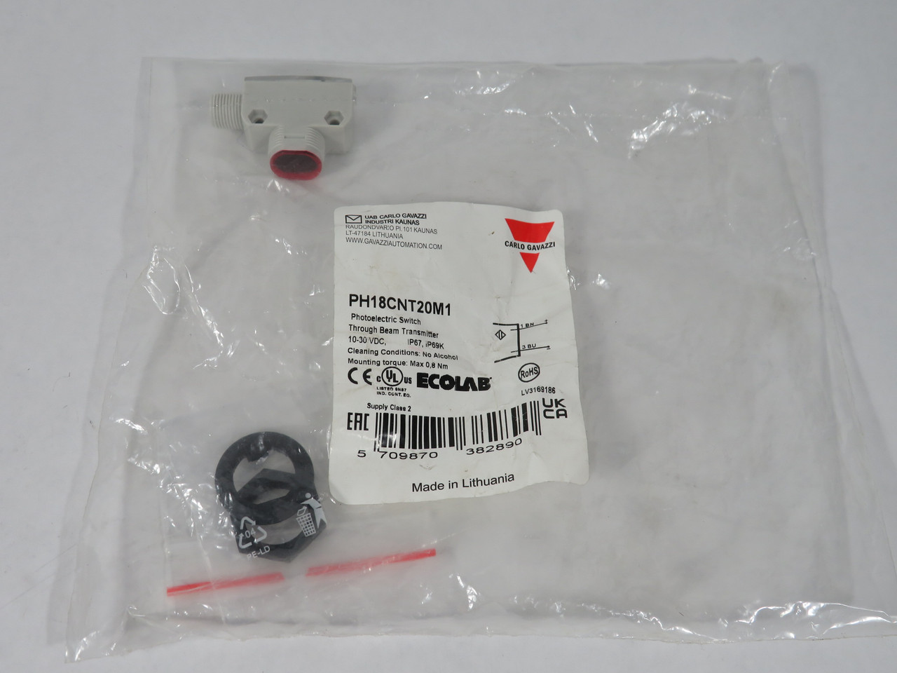 Carlo Gavazzi PH18CNT20M1 Photo Switch Through Beam Transmitter 10-30VDC 20m NWB