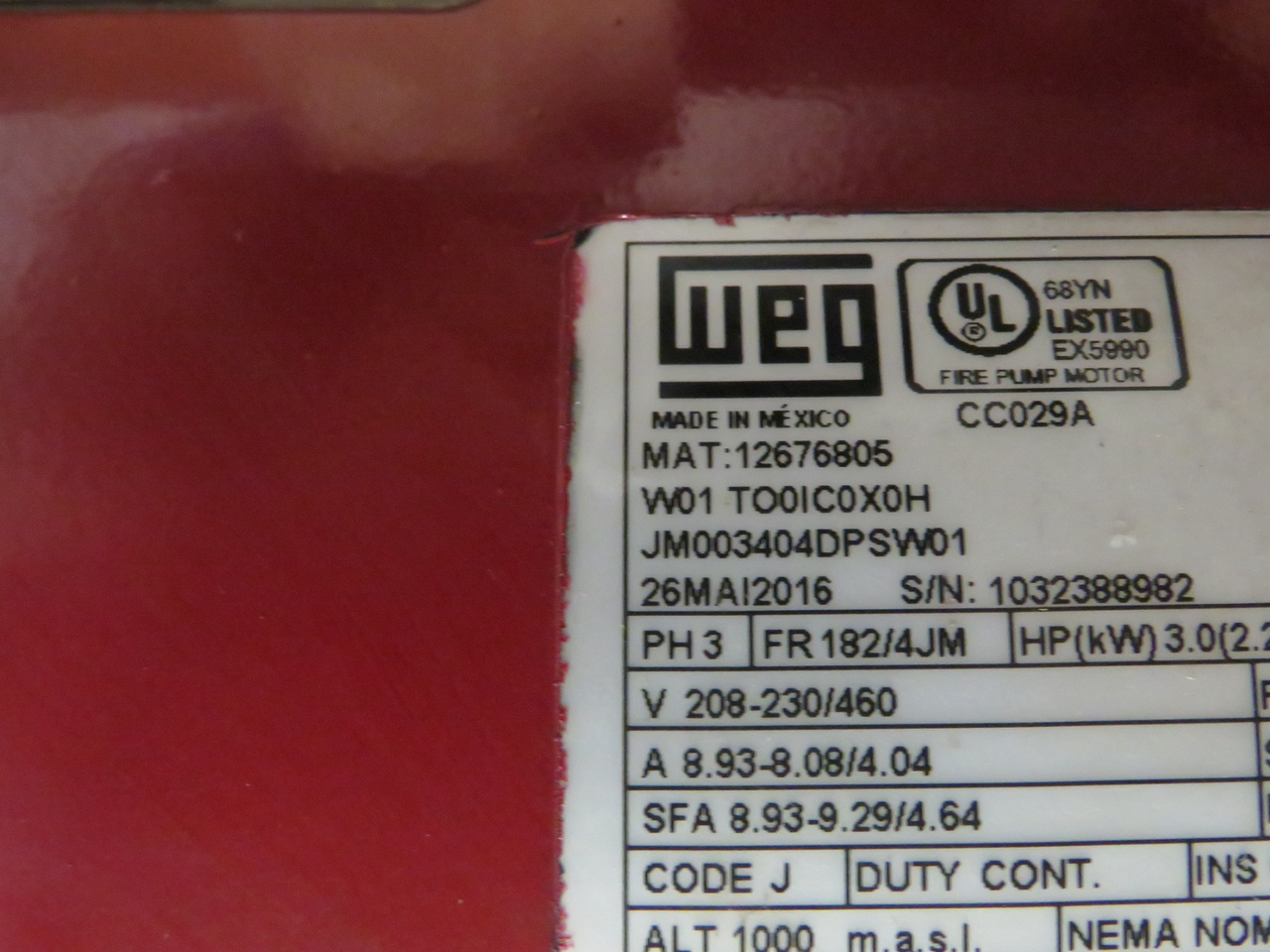 Bell & Gossett e80 3X3X7C Centrifugal Pump C/W Weg 3.0HP 1765RPM NEW