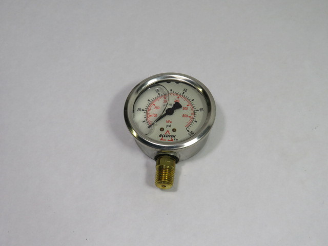 Accutek PG-100SG-25 Pressure Gauge 1/4" NPT 0-100 PSI 2.5" Dial Face USED