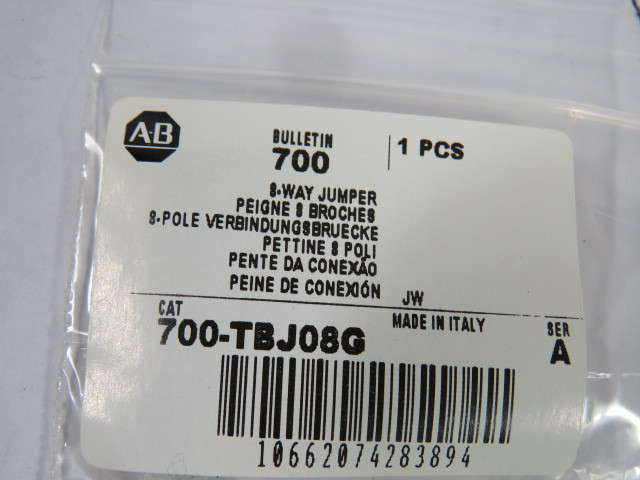 Allen-Bradley 700-TBJ08G Series A Jumper Terminal 8-Way Gray 10A ! NWB !