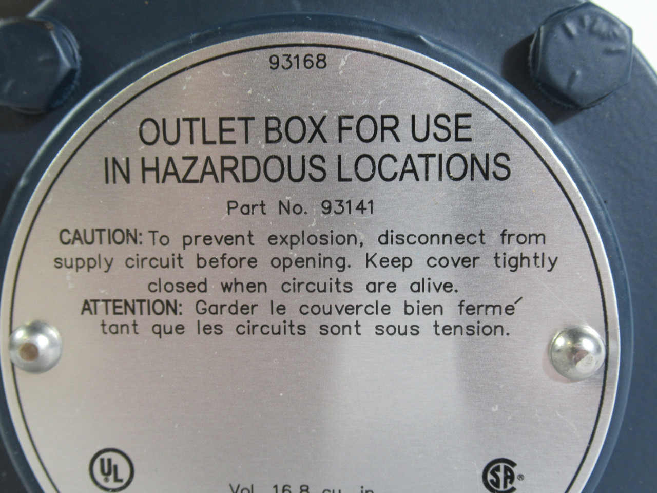 Generic 93141 Outlet Box Vol. 16.8 cu in 1” NPT USED