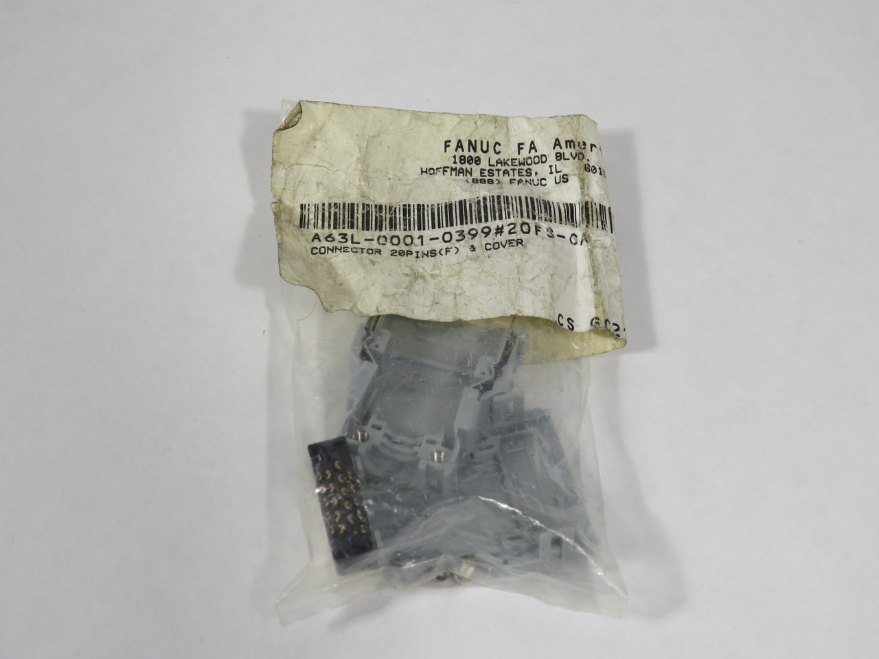 Fanuc A63L-0001-0399#20FS-CA Cable Connector & Cover 20-Pin DMG'D BAG LABEL NWB