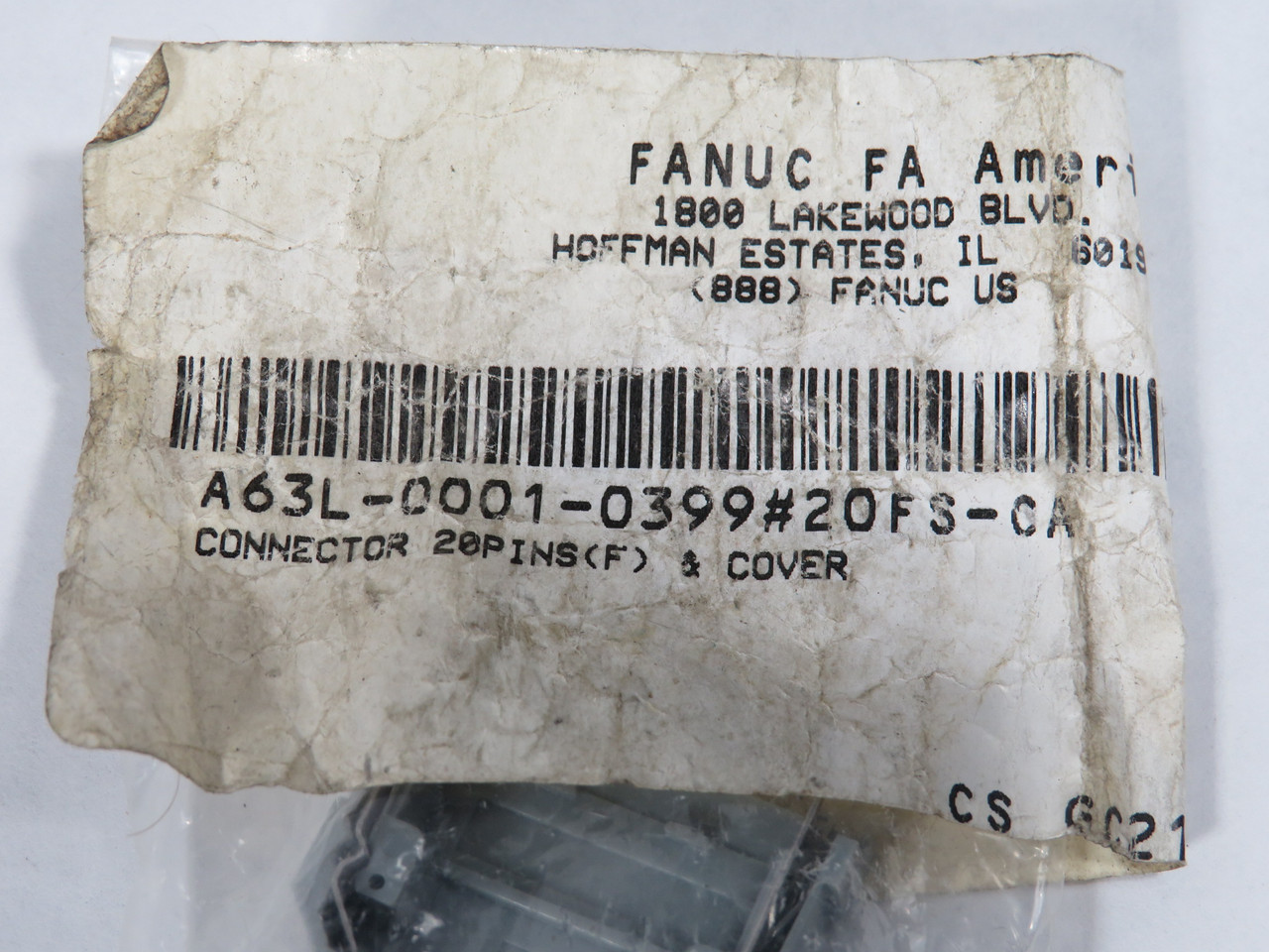 Fanuc A63L-0001-0399#20FS-CA Cable Connector & Cover 20-Pin DMG'D BAG LABEL NWB