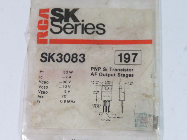 RCA SK3083 PNP Si Transistor AF Output Stages ! NEW !