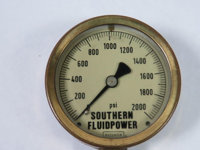Noshok 0-2000 Southern Fluidpower Pressure Gauge 0-2000PSI 2-1/2" OD USED