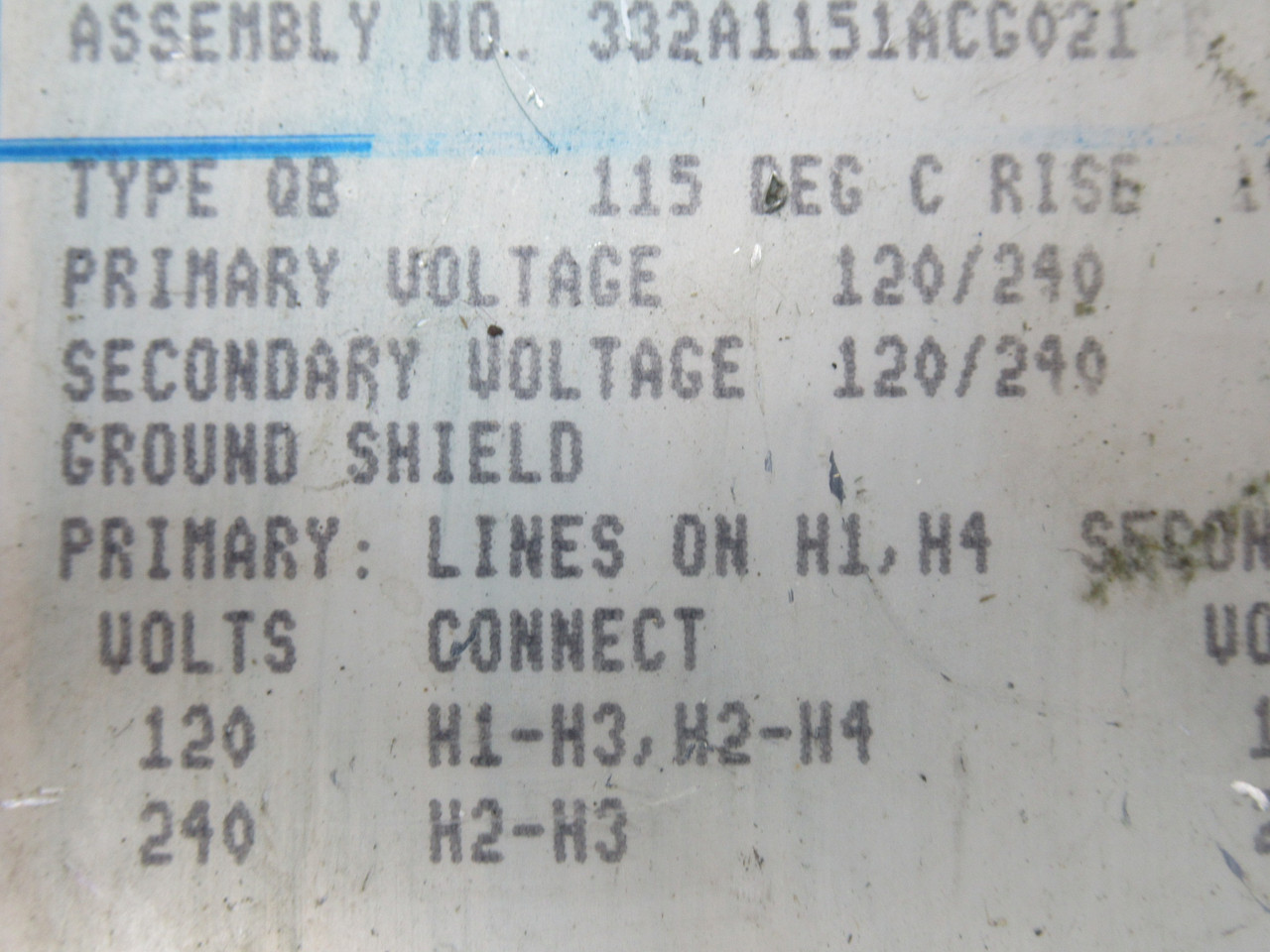 General Electric 9T51B28G3 Transformer 0.50kVA Pri 120/240V Sec 120/240V USED