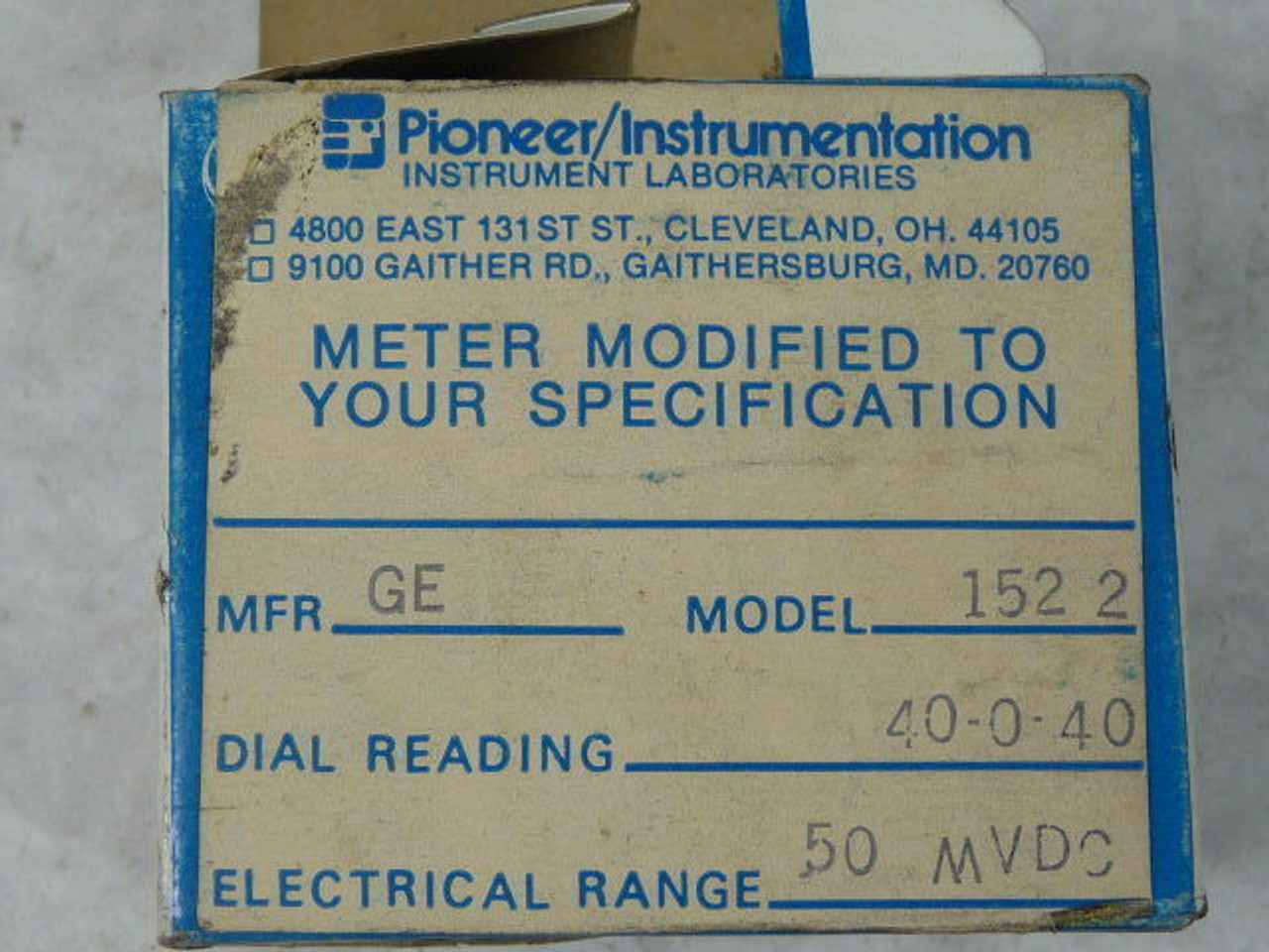 General Electric Model 152-2/801920 Panel Meter 50MVDC Range 40-0-40 ! NEW !
