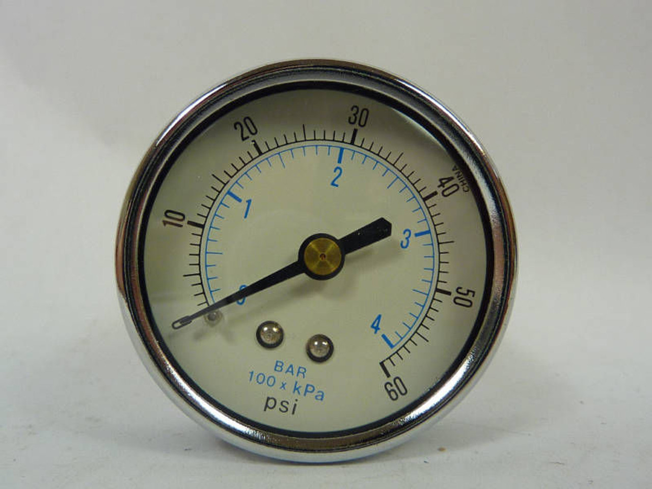 Pressure Gauge 2" Dry 1/4NPT Brass Back 0-60psi ! NIB !