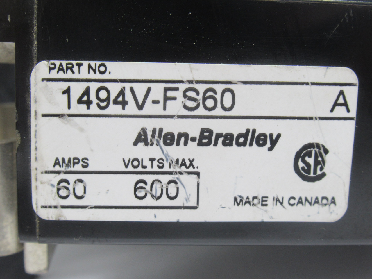 Allen-Bradley 1494V-FS60 Series A Fuse Block 60A 600V 3-Pole USED