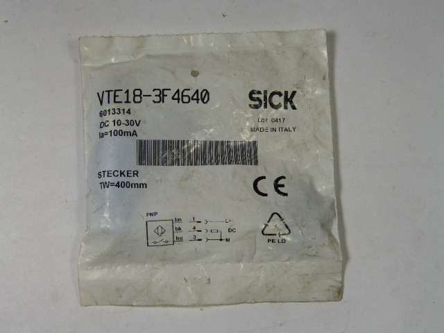 Sick VTE18-3F4640 Photoelectric Proximity Switch 400M  NWB