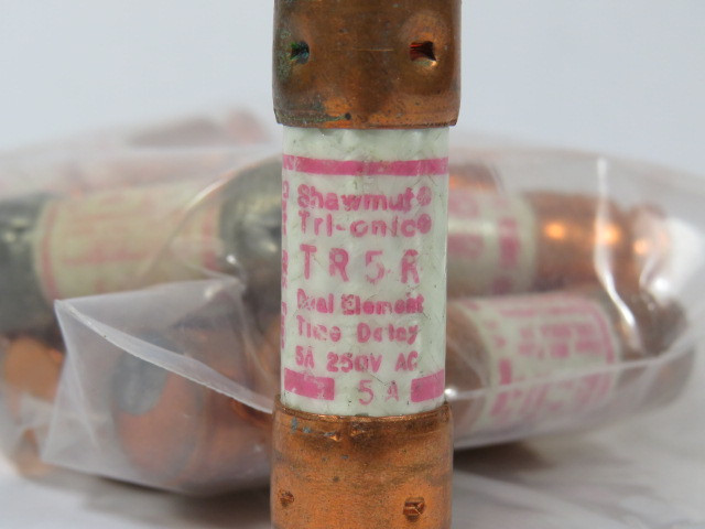 Gould Shawmut TR5R Dual Element Time Delay Fuse 5A 250Vac Lot of 10 USED