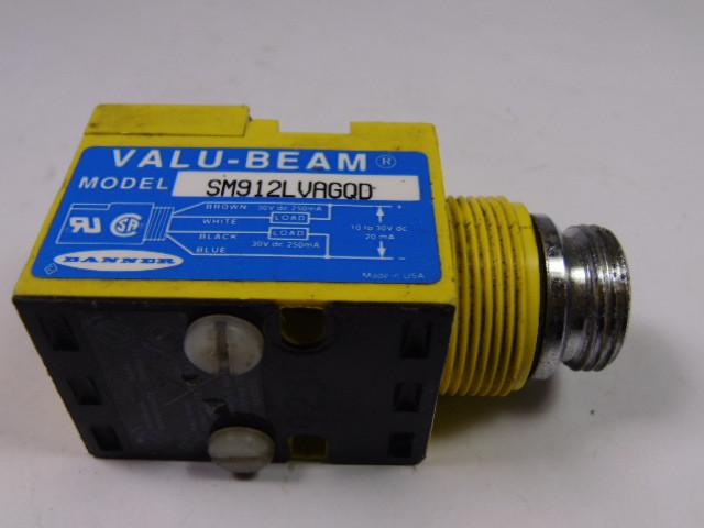 Banner SM912LVAGQD 4-Pin Mini Photoelectric Sensor 30VDC 250mA USED