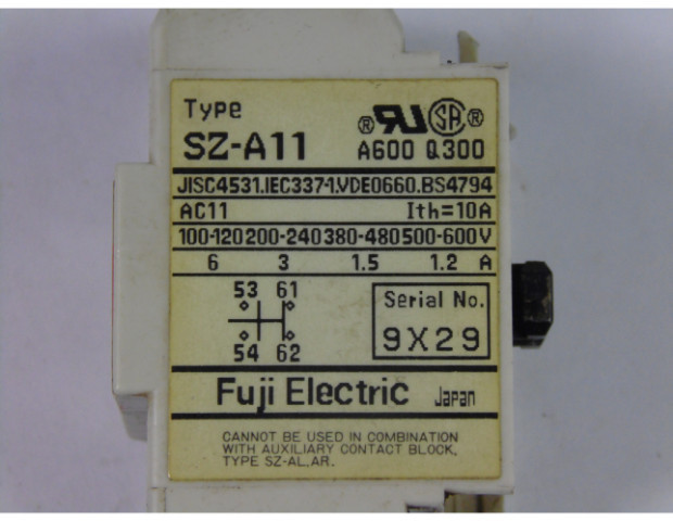 Fuji Electric SZ-A11 Auxiliary Contact Block 1NO/1NC USED