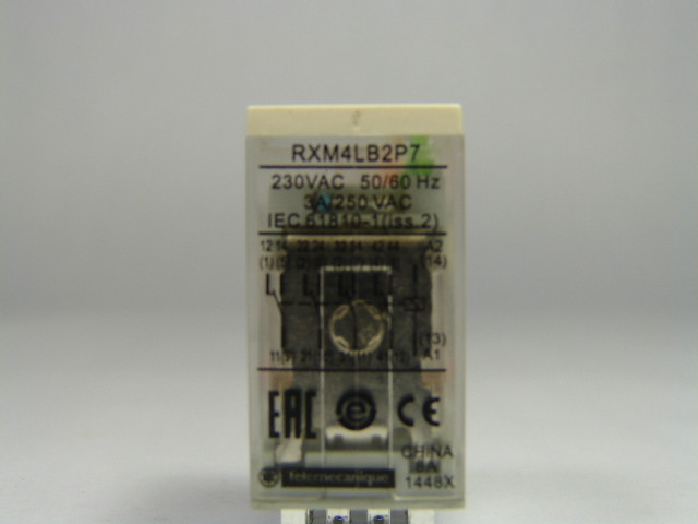 Telemecanique RXM-4LB2P7 Relay 3 Amp 230V 50/60Hz W/ Indicator USED