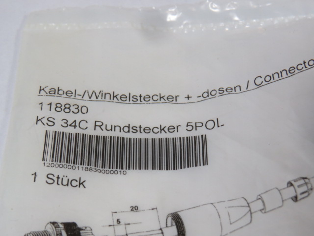 Baumer KS 34C Circular Connector 5-Pole ! NWB !
