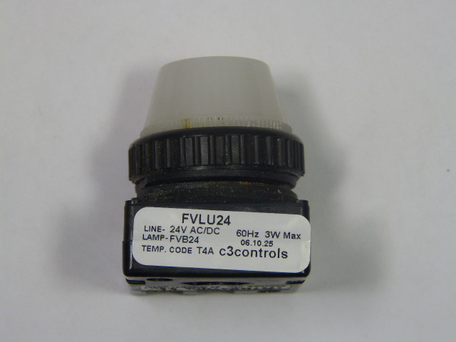 C3 FVLU24A-PLLWE Pilot/Indicator Light 30MM 24V 3W White Lens USED