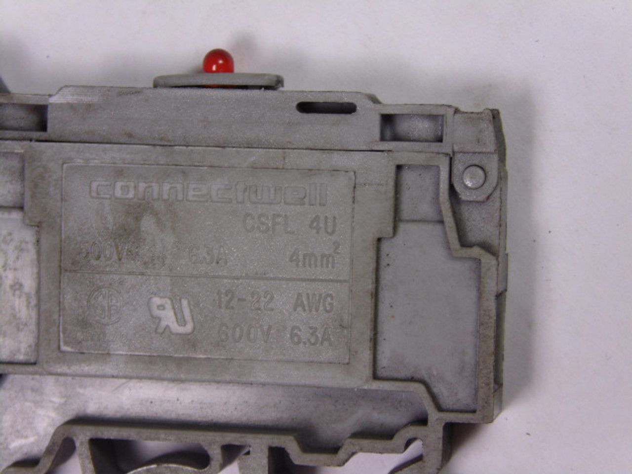 Connectwell CSFL4U Terminal Block 6.3Amp 500V 12-22AWG Grey USED