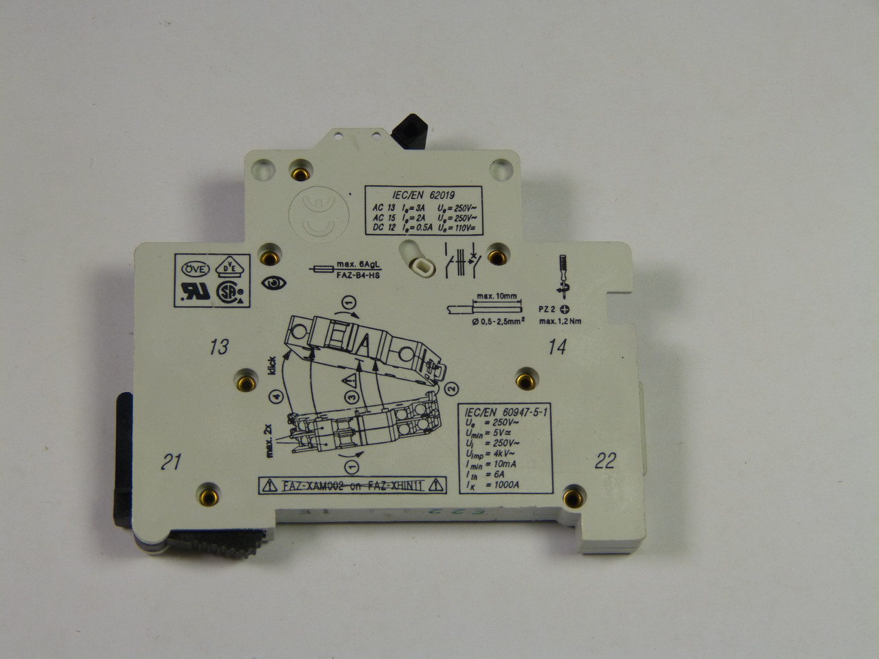 Moeller FAZ-XHIN11 Faz Auzilliary Contact Supplementary Protector USED