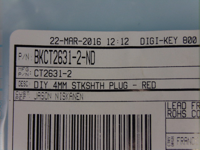 Cal-Test CT2631-2 4MM Red Plug Connector Kit NOP