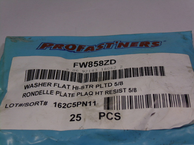 Profast'ners  FW858ZD WASHER FLAT HI-STR PLTD 5/8 25 Pieces ! NWB !