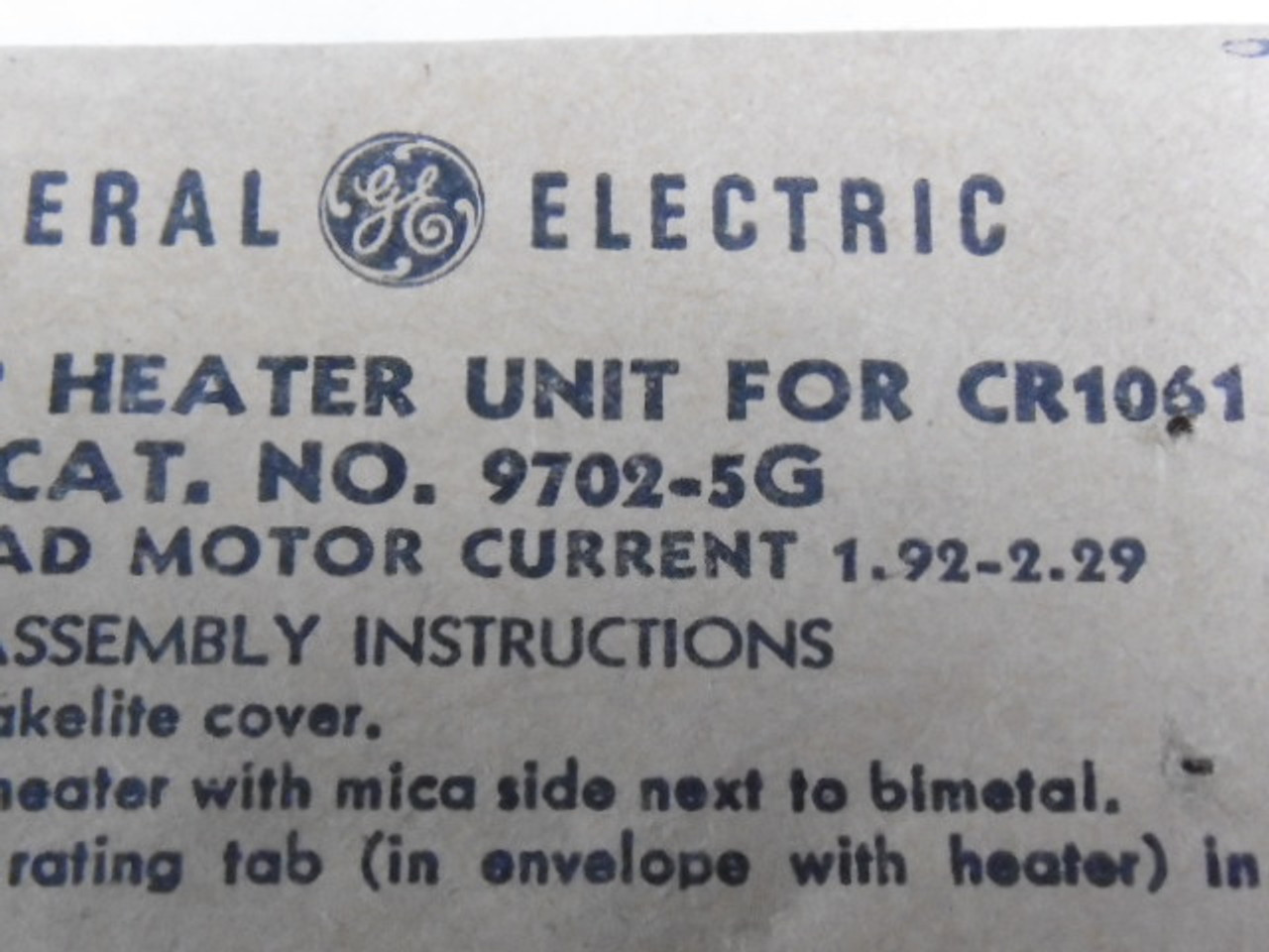 General Electric 9702-5G Overload Thermal Heater Unit 2.5A NO HARDWARE ! NWB !