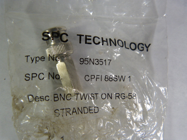 SPC Technology CPFI88-1 Twist-On BNC Connector Cable Type RG-58 NWB