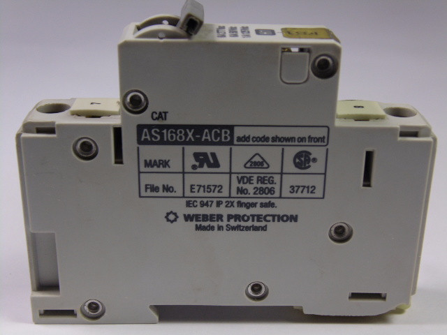 Weber AS168X-ACBH1 Auxiliary Contact Circuit Breaker 1Pole 6A/277VAC USED