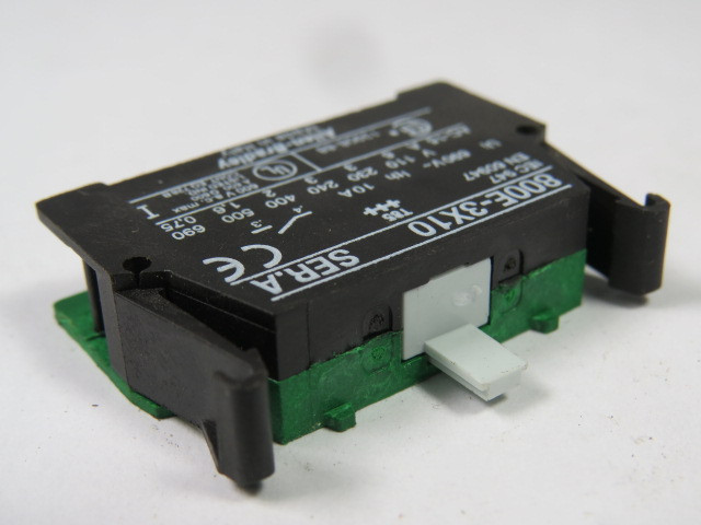 Allen-Bradley 800E-3X10 Ser. A Latch Mount Contact Block 1NO GREEN/BLACK USED