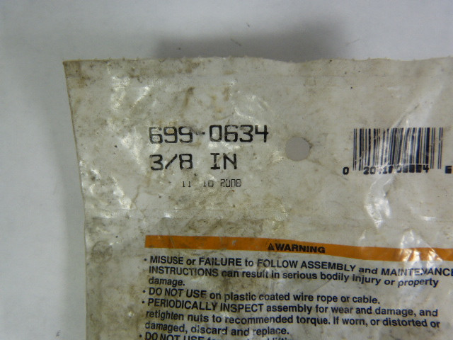 Campbell 6990634 Wire Rope Clip, 3/8 in Cable, Forged Carbon Steel NWB