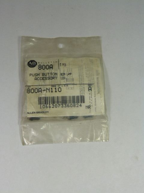Allen-Bradley 800A-N110 Neon Push Button Lamp 120V 0.3W AMBER 5-Pk NWB