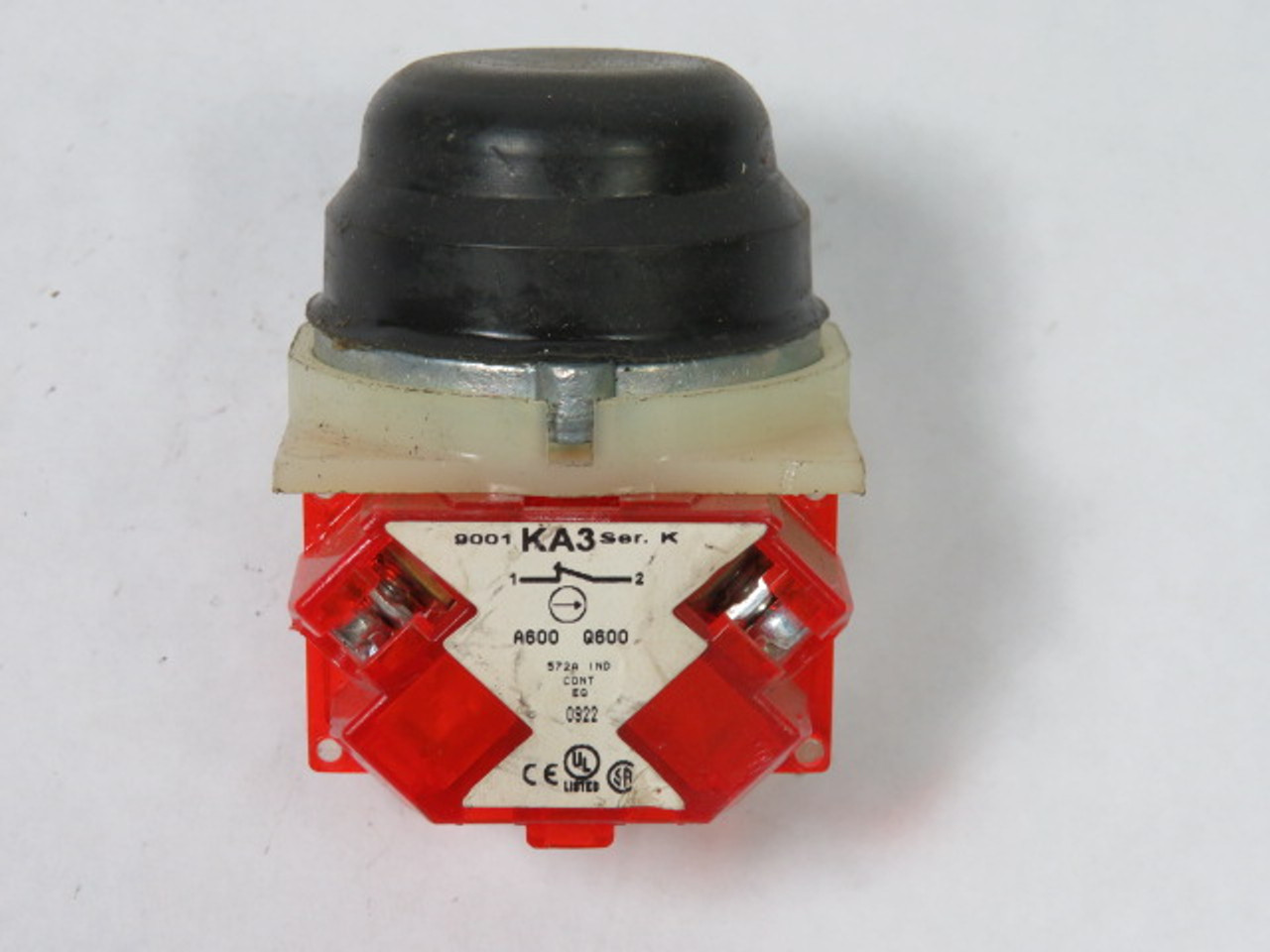 Square D 9001-KR3BH6 Ser K Push Button 3A 240V 1NC Black Extended w/Boot USED