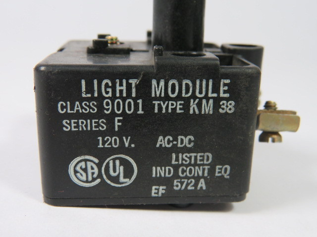 Square D 9001-KM38 Ser F Light Module 110-120V Full Voltage/Resistor USED