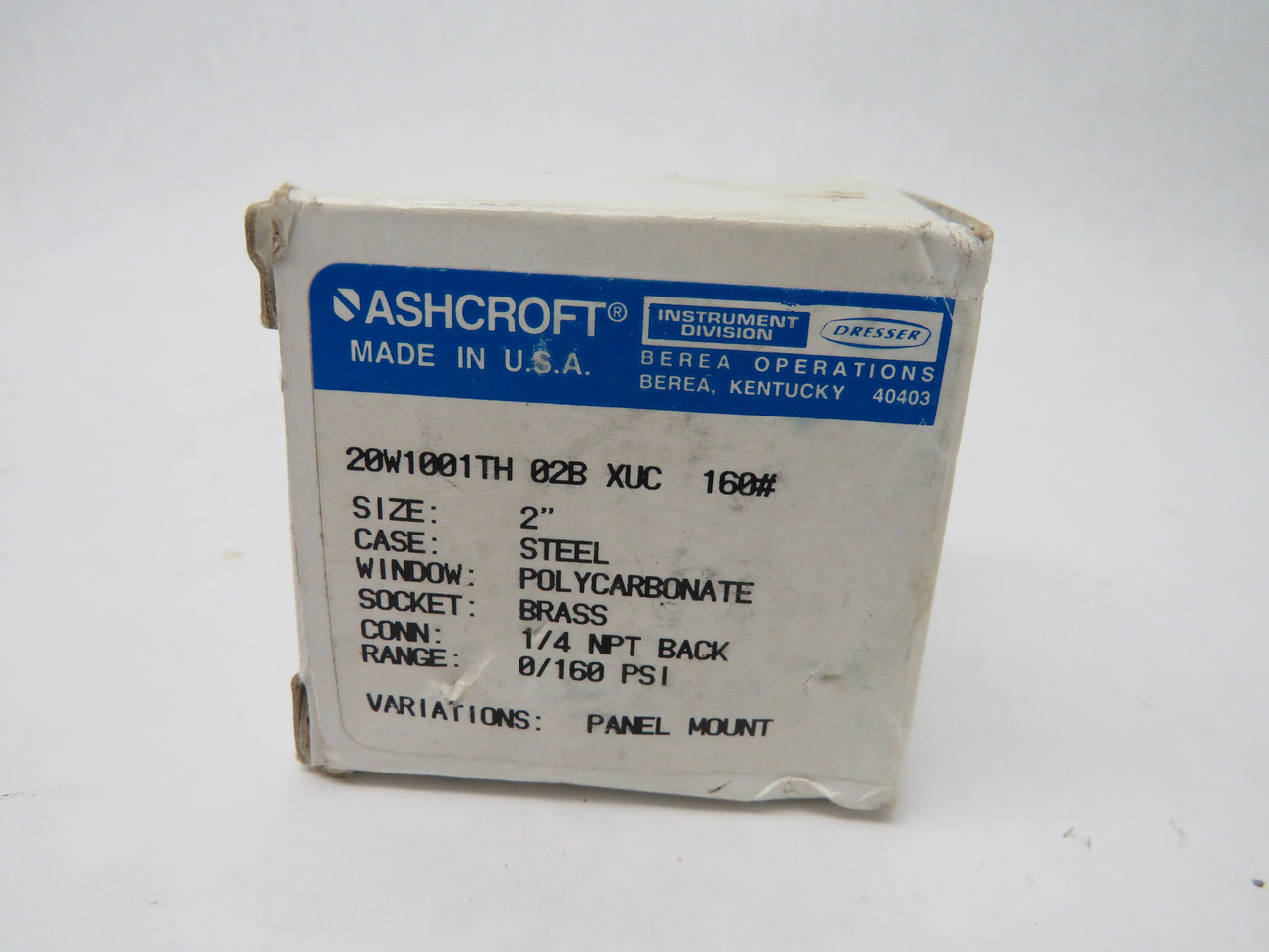 Ashcroft 20W1001TH Analog Needle Pressure Gauge 0-160 PSI  NEW