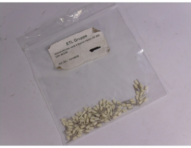 RS Components 458-689 White Ferrule Insulated Bootlace 8X1mm 100 Pack ! NOP !