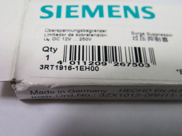 Siemens 3RT1916-1EH00 Surge Suppressor 12-250 VDC ! NEW !