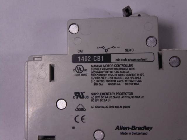 Allen-Bradley 1492-CB1-G060 Series C Breaker 6A 1-Pole USED